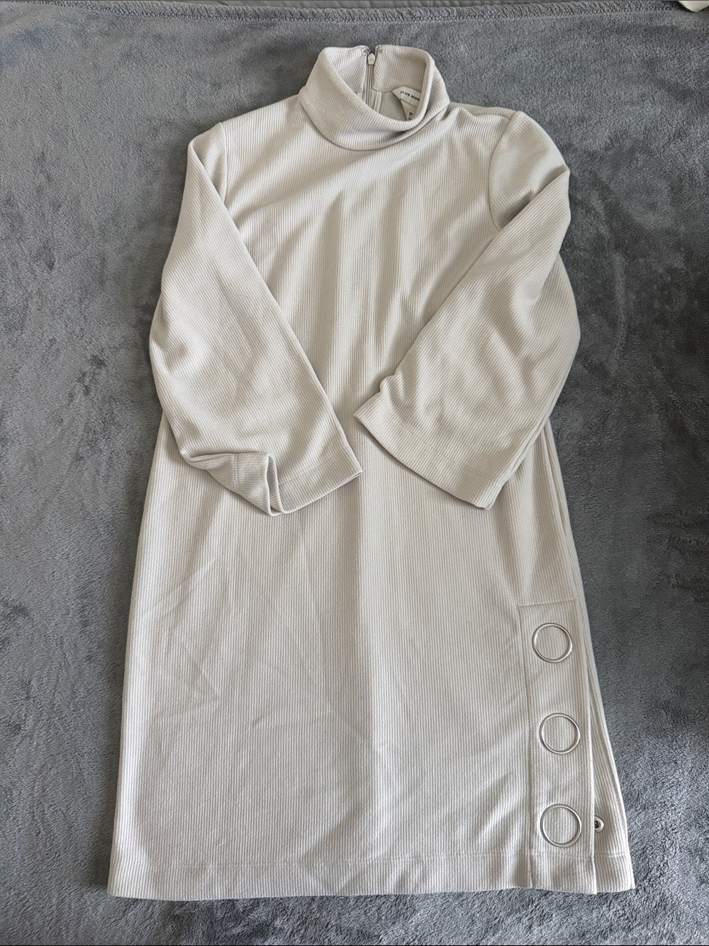 Club Monaco Cream Turtleneck Shift Dress with Side Ring Detail